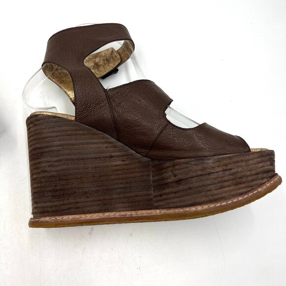 Anthropologie Anna Sui Platform Wedges Gladiator Straps Leather Boho - Picture 4 of 12